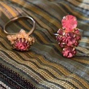 2 Pink Costume Rings Star Vintage Antique Costume